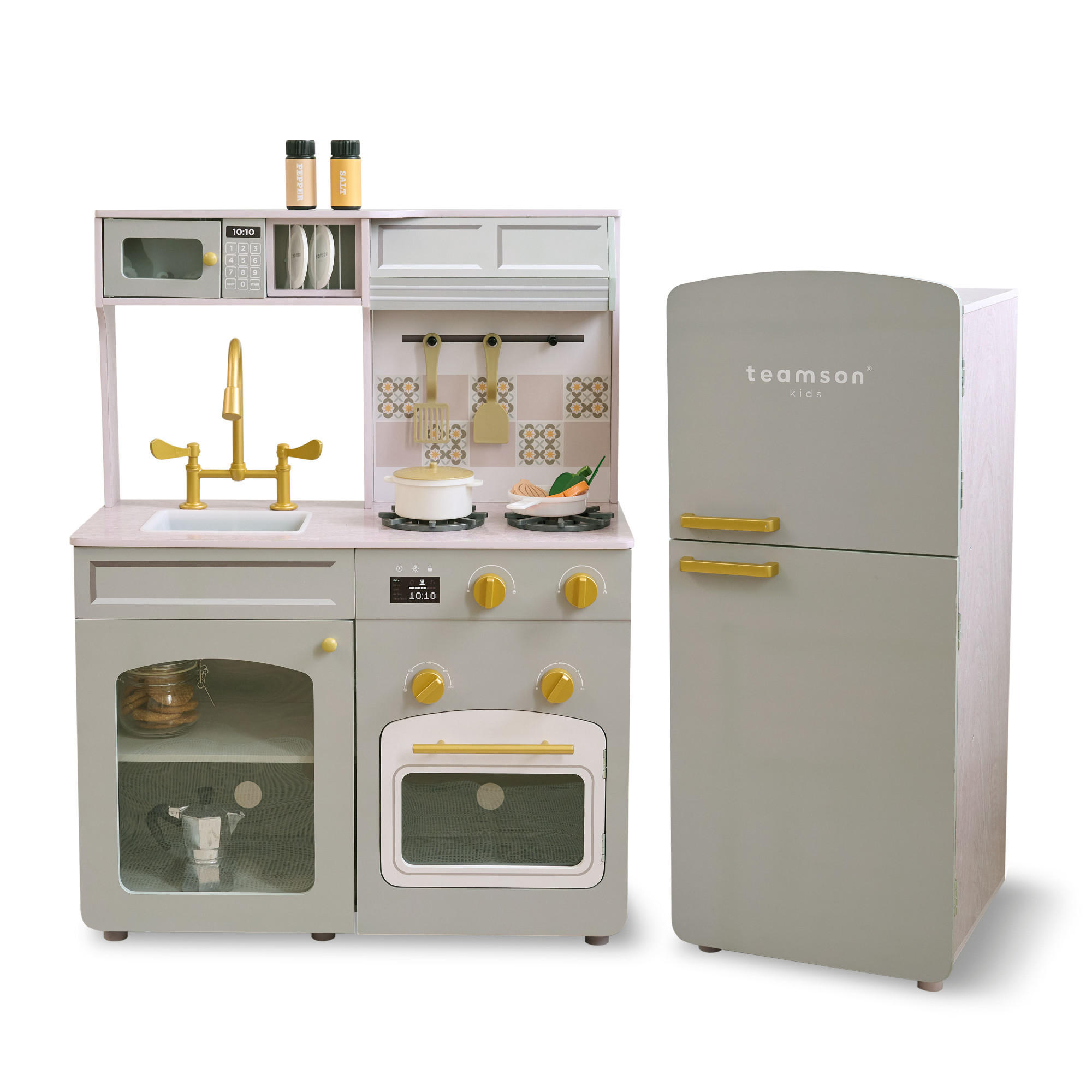 KINDERKUCHE Modulare Holz mit Kühlschrank, 92cm, Grun - Grün, Holzwerkstoff (104/30/92cm) - Teamson Kids