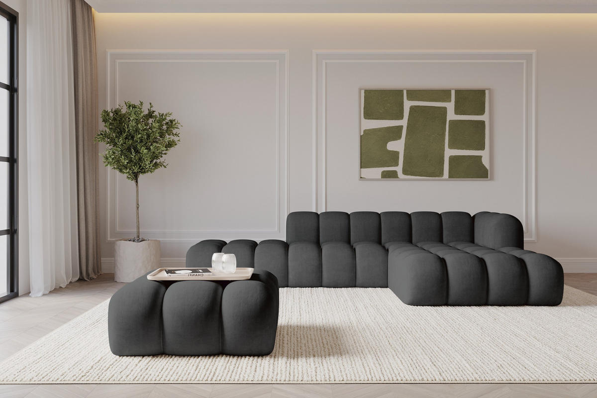 TABURET OLEA-PUF 91x87x44 cm Černá Velur - černá/grafitová, kompozitní dřevo/textil (91/44/87cm) - ALTDECOR