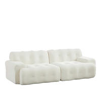 CLOUD-SOFA 2-SITZER, BREITE ARMLEHNEN, KNOPF-DESIGN - Beige, Textil (104/66/224cm)