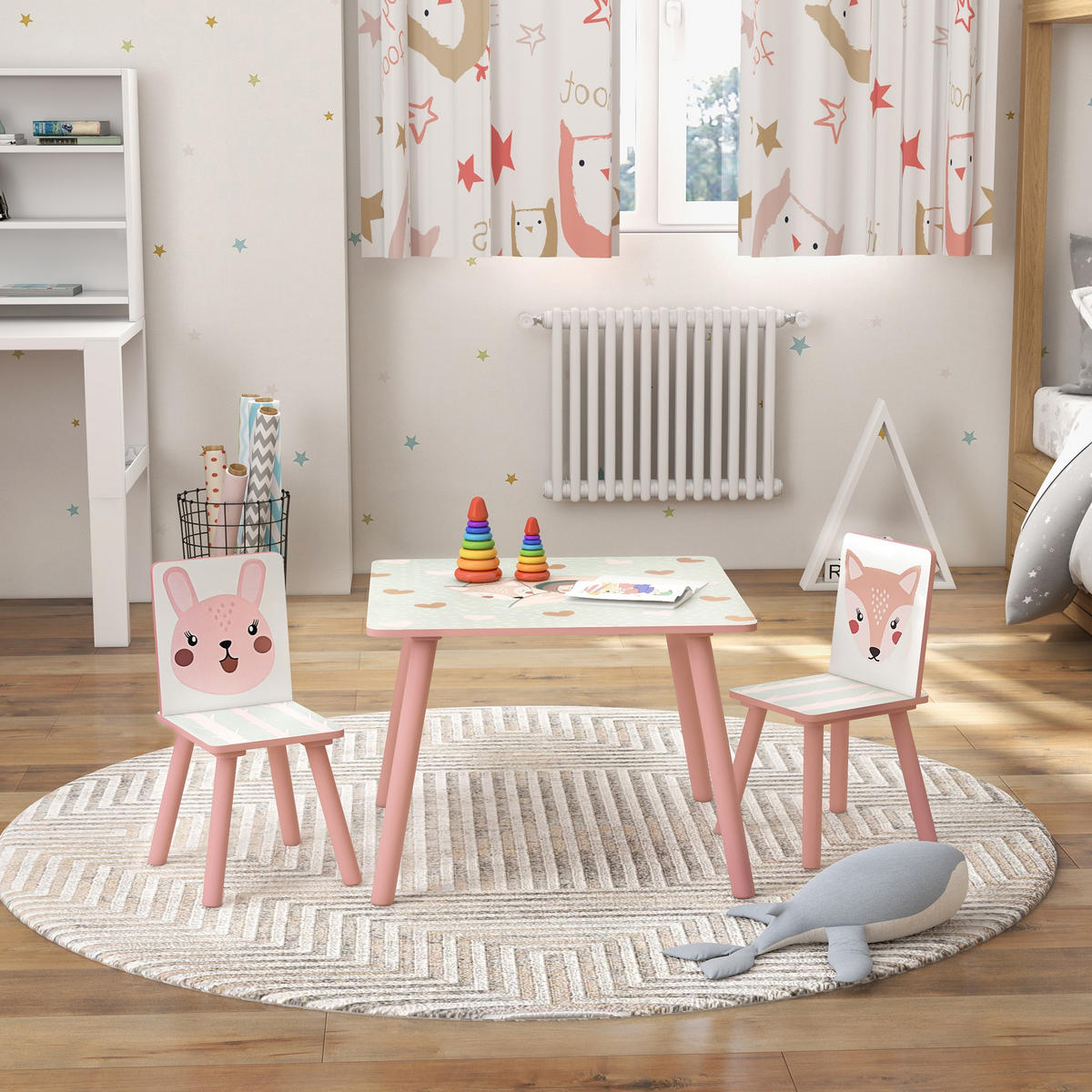 KINDERTISCHGRUPPE Rosa 60.0/60.0/44.0cm - Rosa, Holzwerkstoff (60/44/60cm)