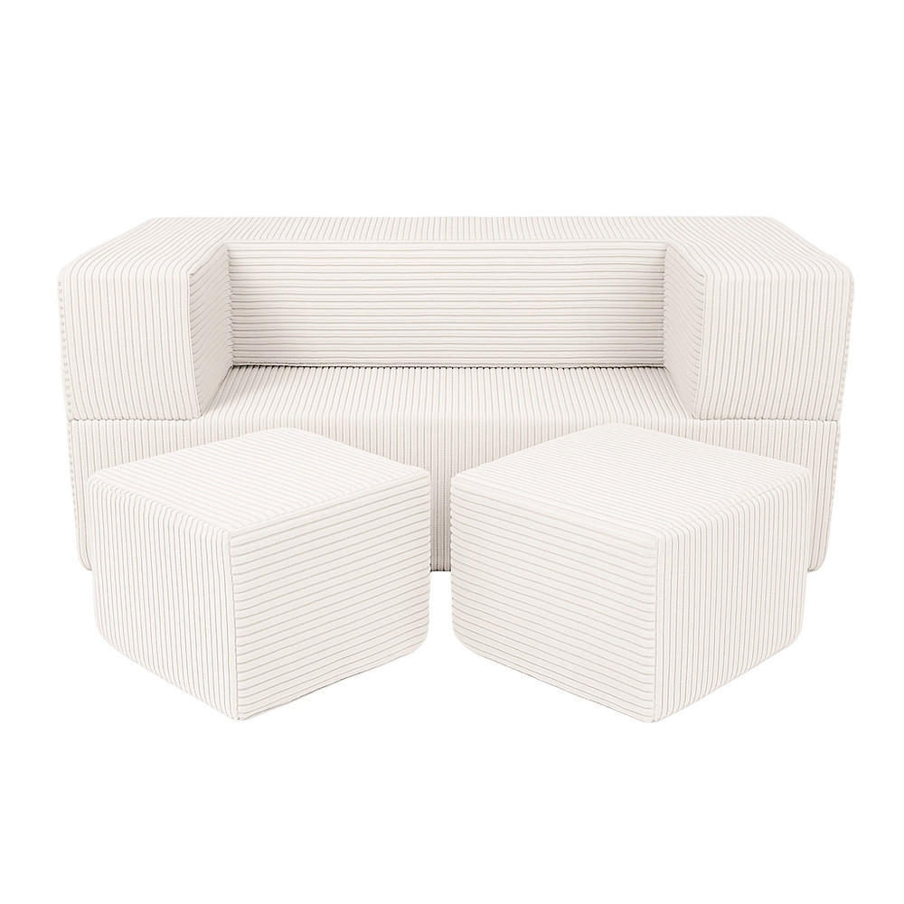 KINDERSOFA Cube AESTHETIC 96 cm Cord Ecru 4 Stk - Beige, Textil (50/40/96cm) - MeowBaby