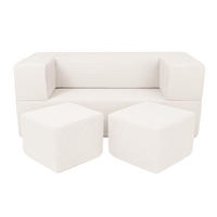 KINDERSOFA Cube AESTHETIC 96 cm Cord Ecru 4 Stk - Beige, Textil (50/40/96cm) - MeowBaby