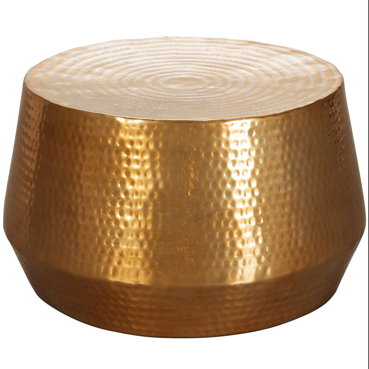 COUCHTISCH orientalisch Aluminium Hammerschlagstruktur mit praktischer Ablage, Gold 60x60x36 cm - Goldfarben, Metall (60/60/36cm) - KADIMA DESIGN