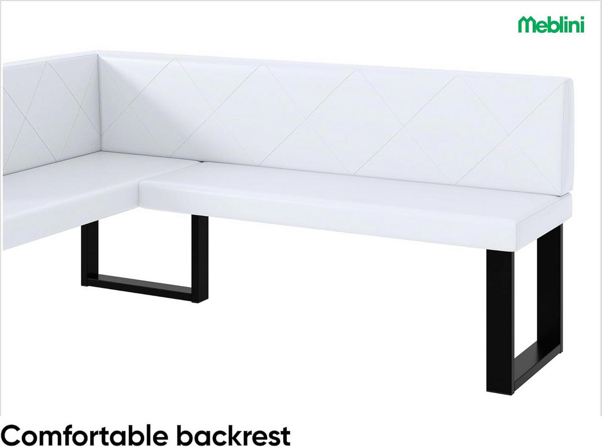ECKBANK ERIC_U - Weiß, Leder (128/168cm) - Meblini