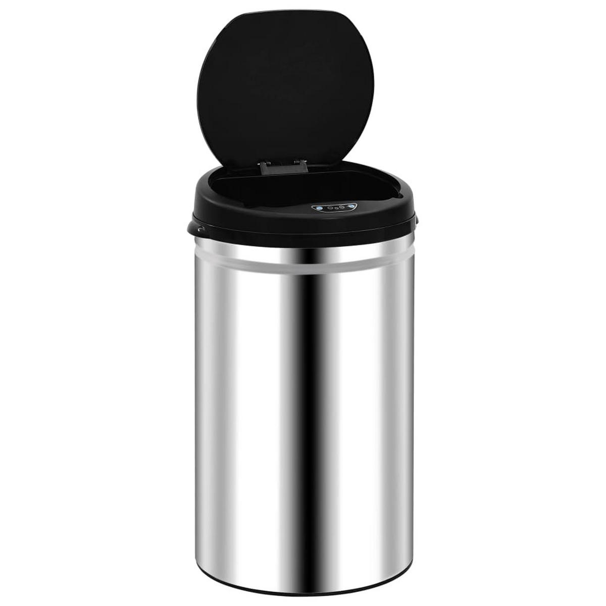 MÜLLEIMER mit Sensor 40L Edelstahl Abfalleimer Automatik - Silberfarben, Metall (30.5/67.5/30.5cm) - DELUKE