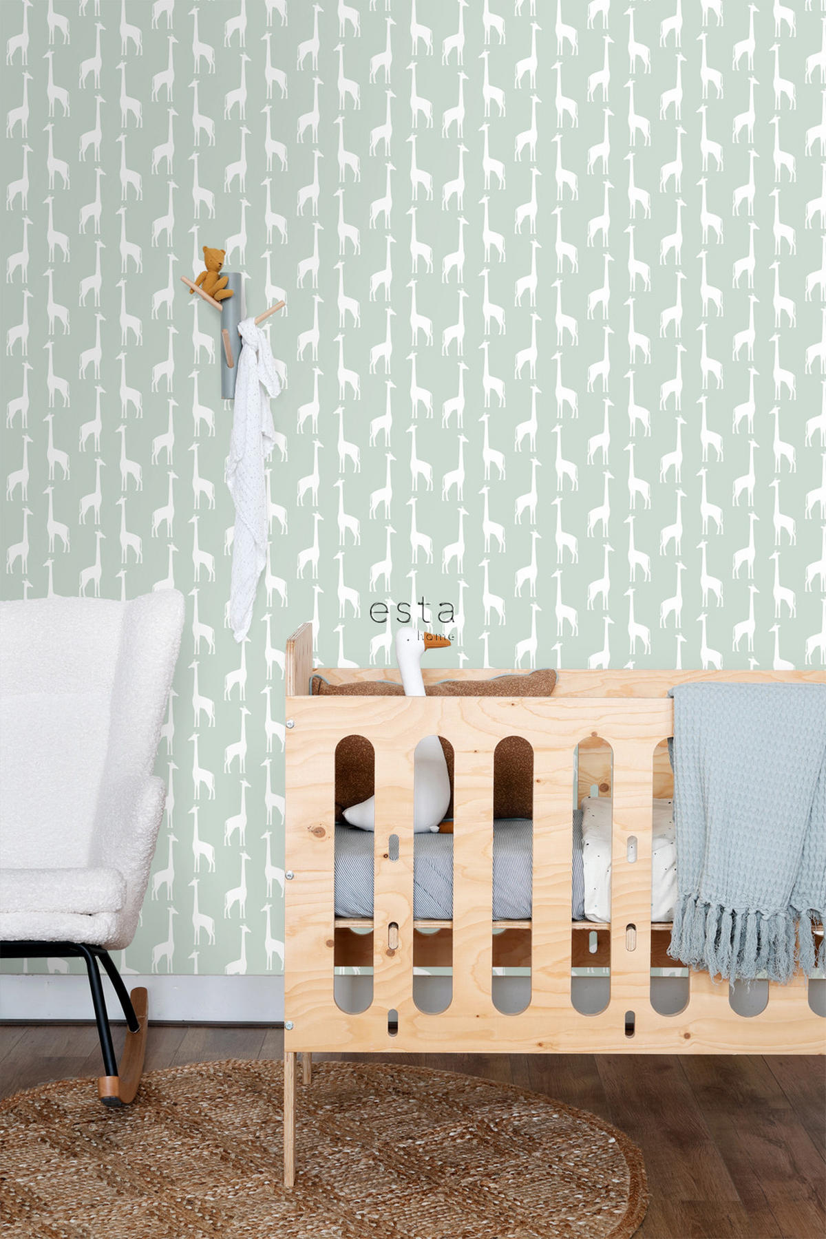 TAPETE Giraffen 53 cm x 10.05 m - Grün, Papier (53/0.1cm) - ESTAhome