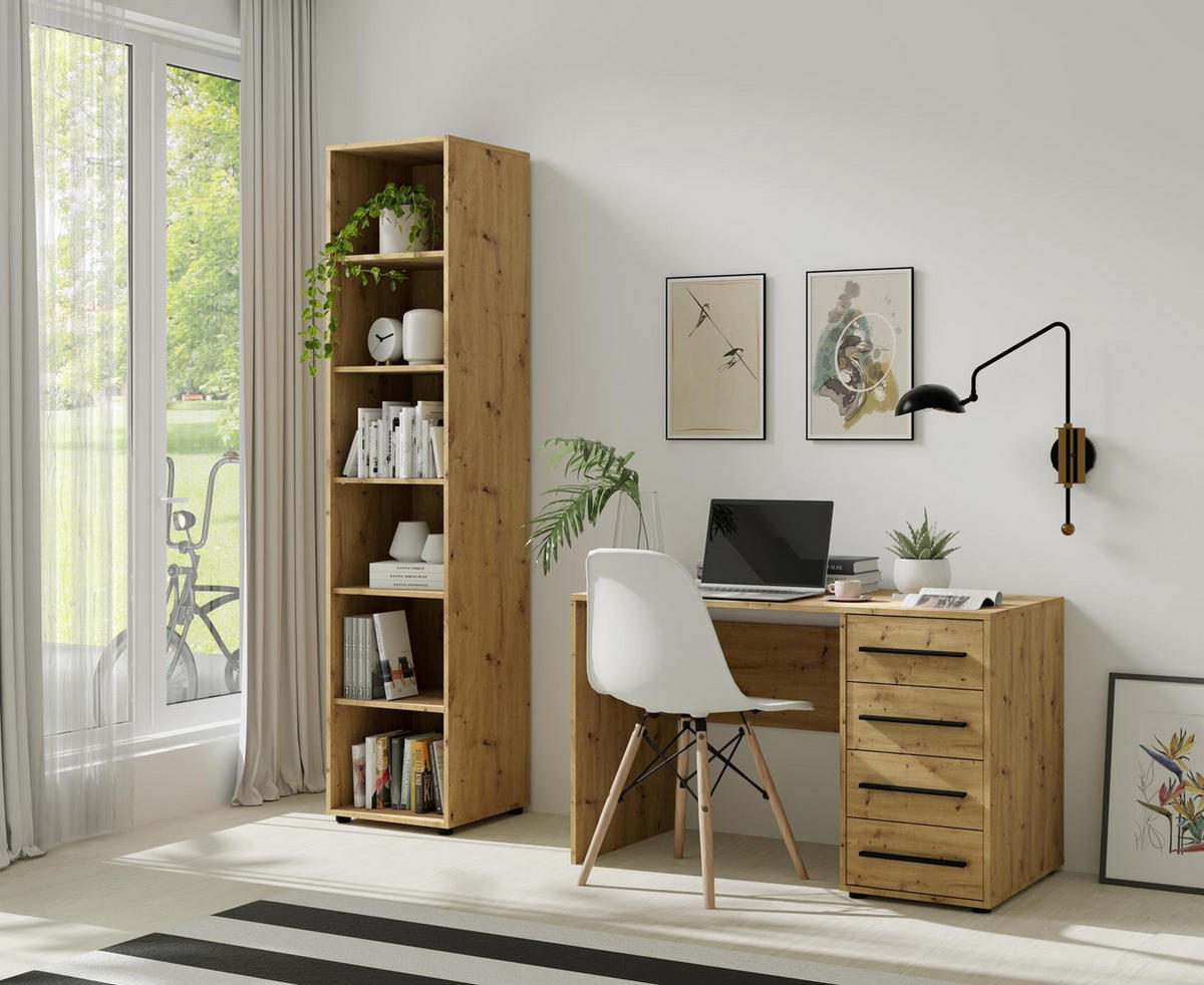 SCHREIBTISCH Maxivo Artisan Eiche, mit Schubladen - Schwarz/Eiche Artisan, Holzwerkstoff (60/120/75cm) - Bettso