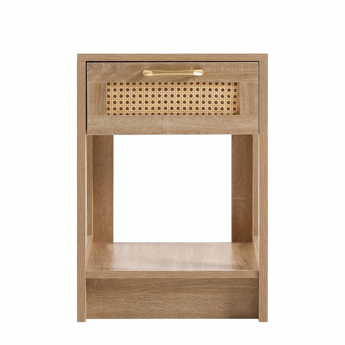NACHTTISCH mdf rattan naturholzoptik mit schublade - Naturfarben, Holzwerkstoff (40/55/40cm) - Urban Meuble