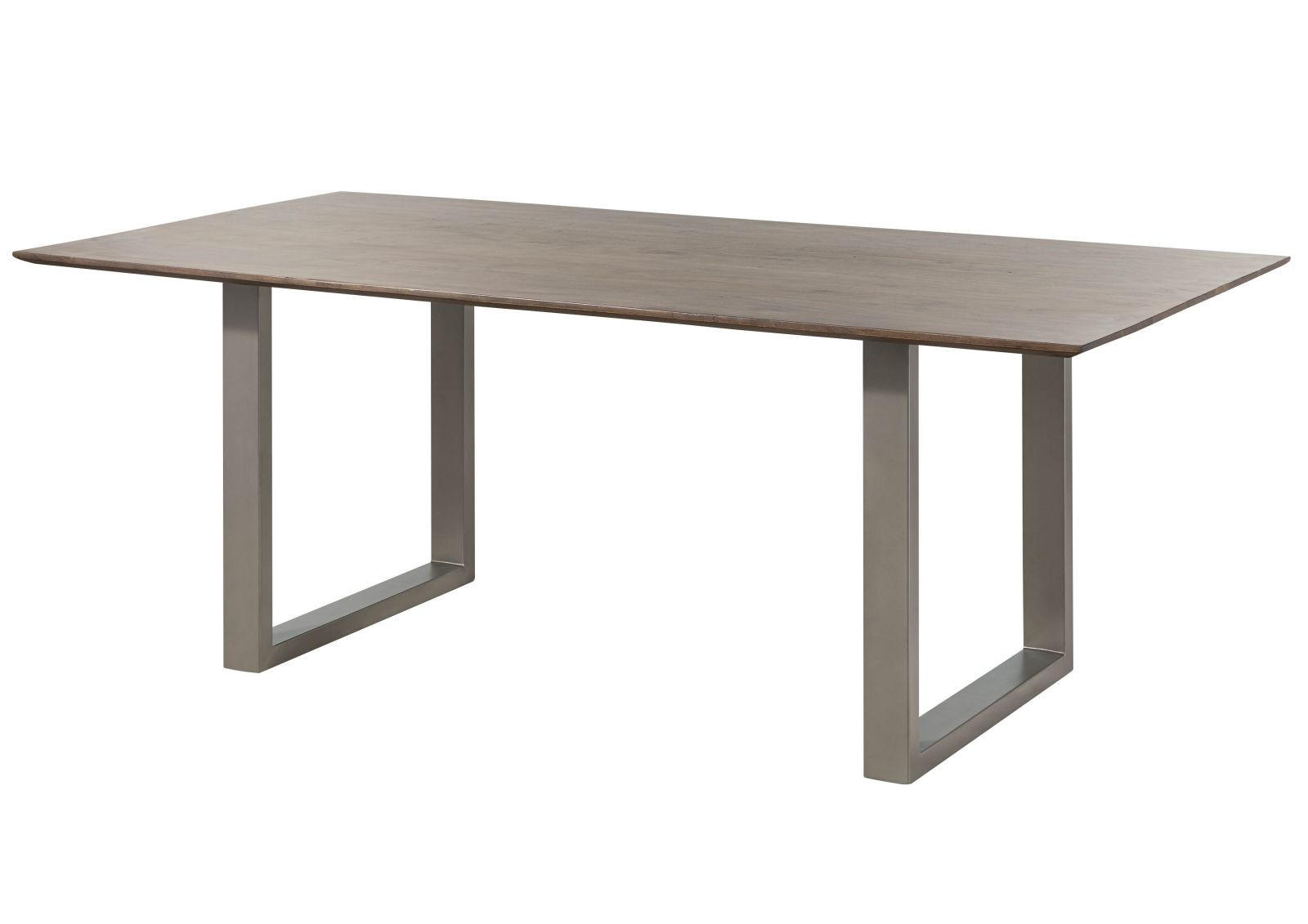 ESSTISCH Akazie 200x100 grau lackiert / U-Beine silber matt SWISS EDGE - Grau, Holz (100/200/76cm) - Massivmoebel24