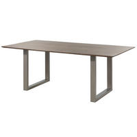 ESSTISCH Akazie 180x90 grau lackiert / U-Beine silber matt SWISS EDGE - Grau, Holz (90/180/76cm) - Massivmoebel24