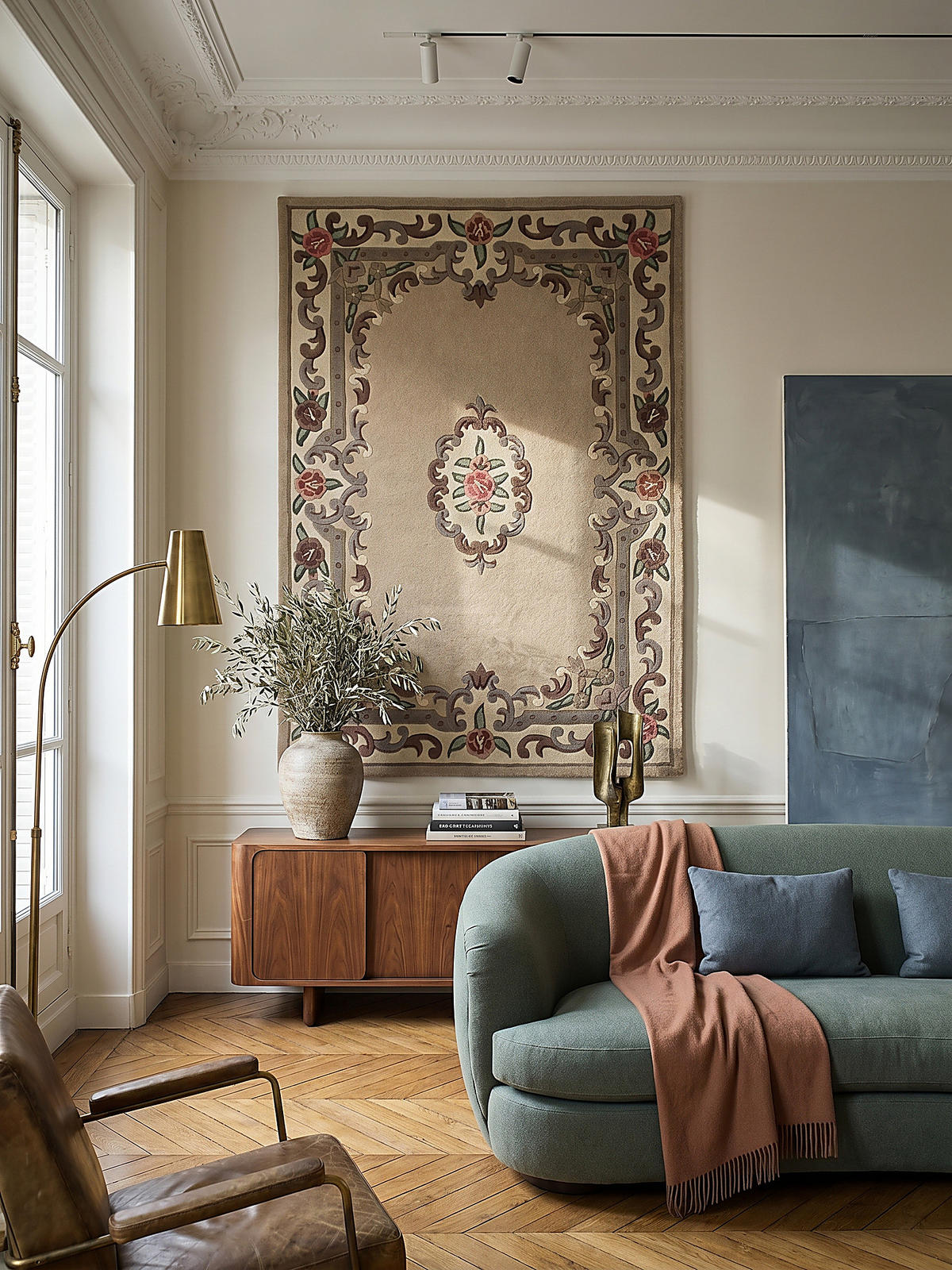 WOLLTEPPICH Aubusson-Muster handgeknüpft BEAULY, Braun-Beige 150x240 cm - Braun, Textil (240/150cm) - KADIMA DESIGN