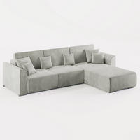 ECKSOFA LUMO L Rechts Hellgrau Velours-Stoff mit Schlaffunktion und Bettkasten - Hellgrau, Textil (293/195cm) - Barchello
