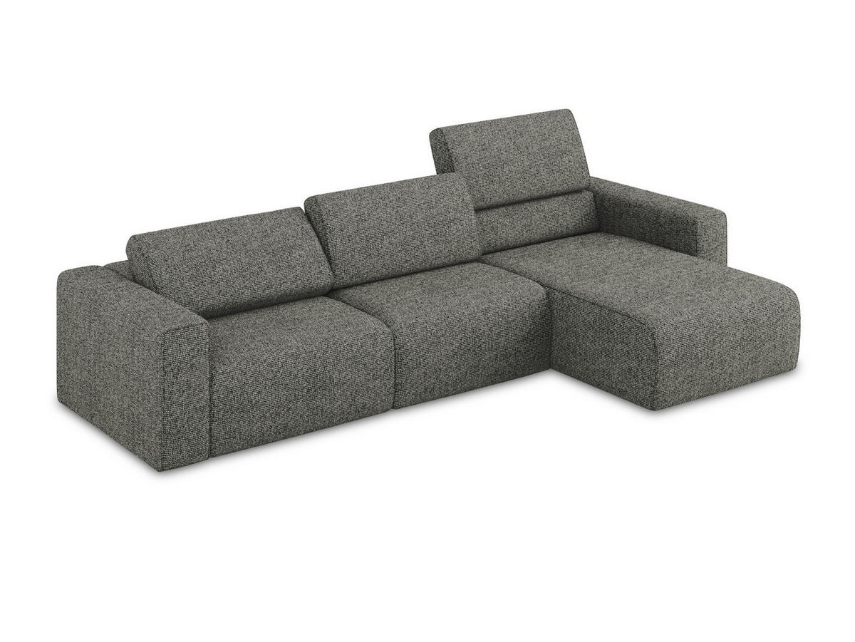 ECKSOFA rechts Strukturstoff Stoff Grau - Dunkelgrau/Beige, Kunststoff/Textil (314/167cm) - Makamii