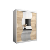 SCHWEBETÜRENSCHRANK 200/150/62 2-türig - Silberfarben/Weiß, Holz/Kunststoff (150/200/62cm) - MÖBEL KRYSPOL