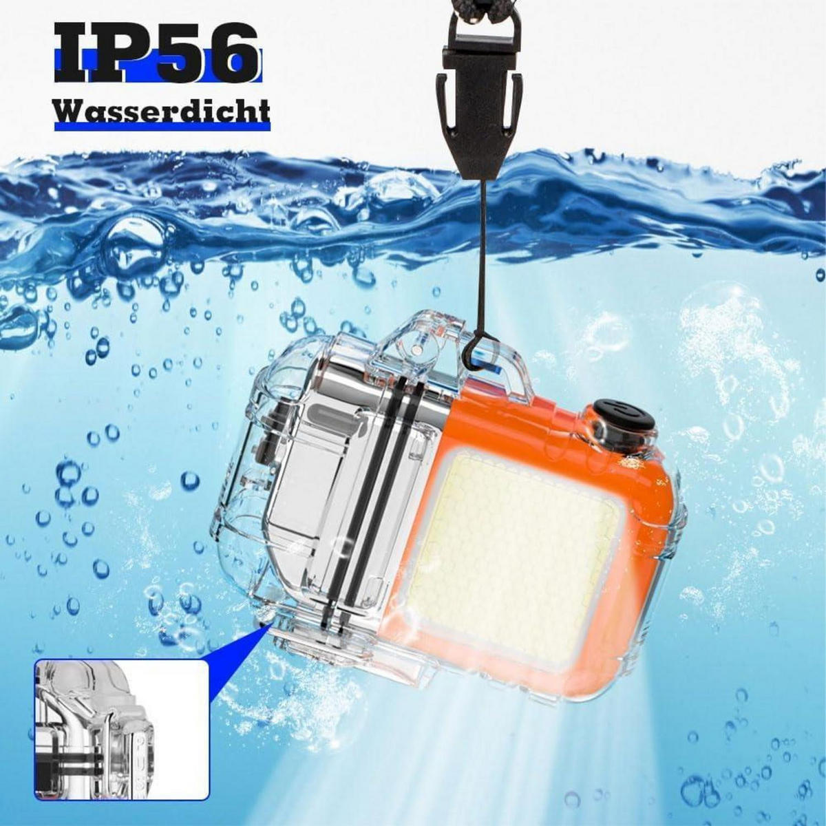 FEUERZEUG Elektrisch USB Aufladbar Wasserdicht Winddicht mit Taschenlampe Orange - Multicolor, Kunststoff (4/1.8/6.2cm)