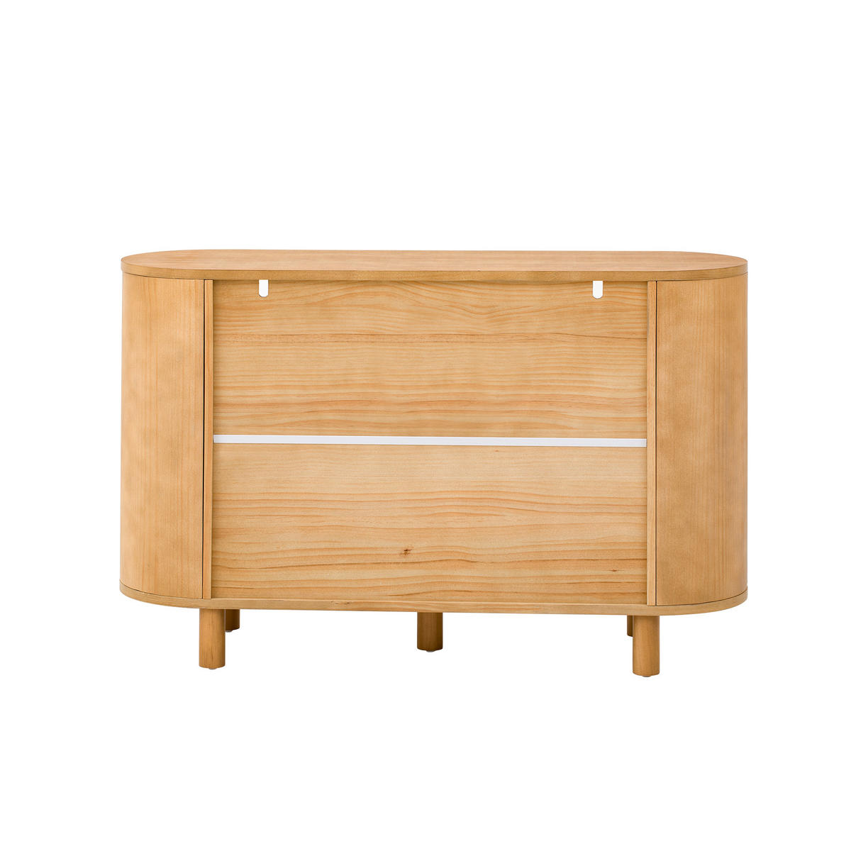 SIDEBOARD aus MDF 120x38x77 cm Natur mit verstellbaren Böden und Füßen, 3D-Relief und Rundbogenfach - Naturfarben, Holzwerkstoff (120/77/38cm) - Modfu