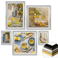 WANDBILDER 5er Set - 50x50 cm & 20x30 cm & 40x60 cm Silberner Rahmen - Patio Sun Limonade - Silberfarben, Kunststoff (40/60cm) - ArtPrintCave
