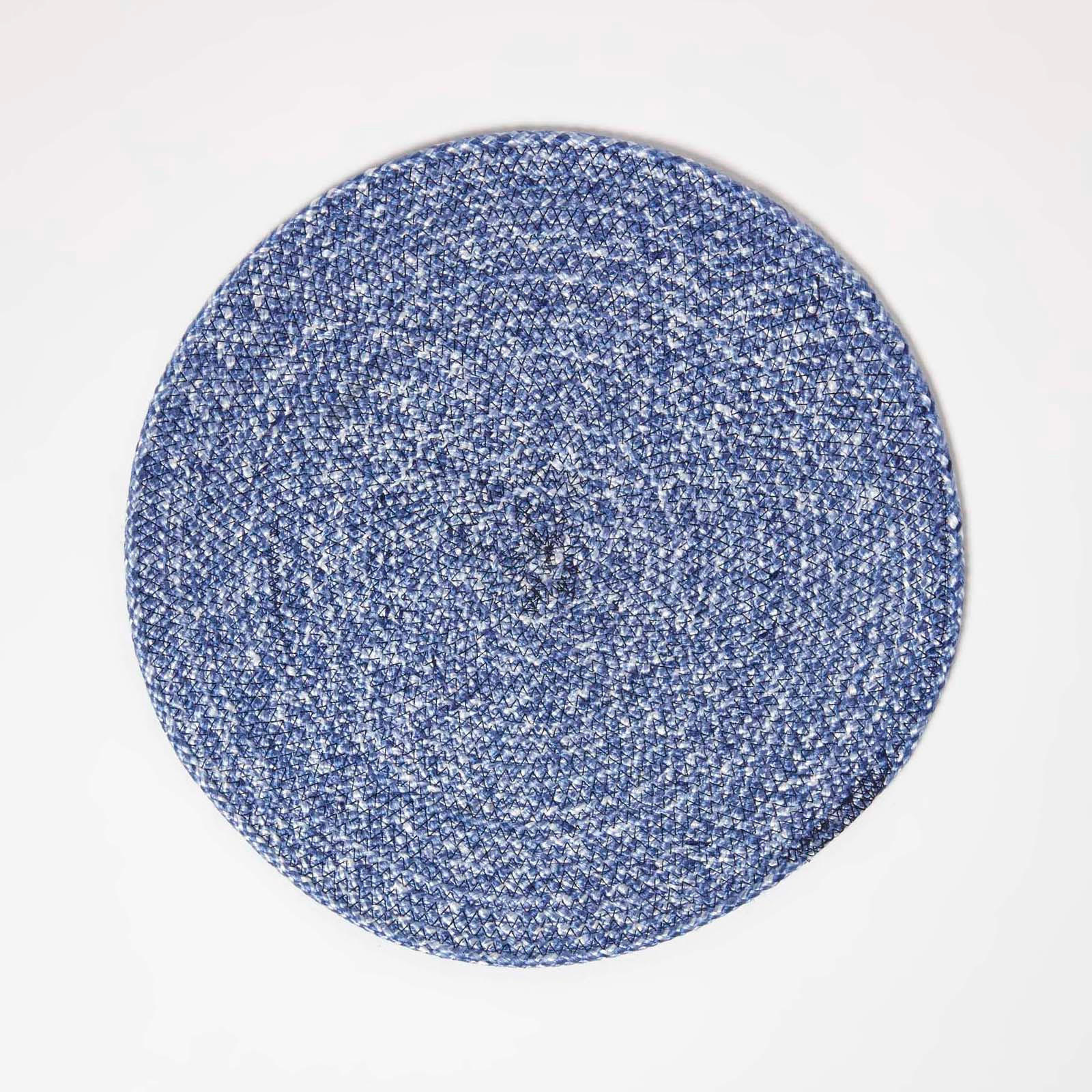 TISCHSET blau im 4er-Set, Platzsets rund geflochten, 40 cm - Blau, Textil (40/40cm) - Homescapes
