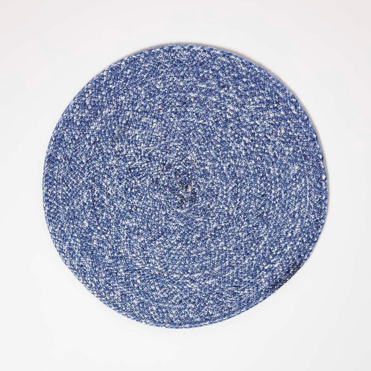 TISCHSET blau im 4er-Set, Platzsets rund geflochten, 40 cm - Blau, Textil (40/40cm) - Homescapes