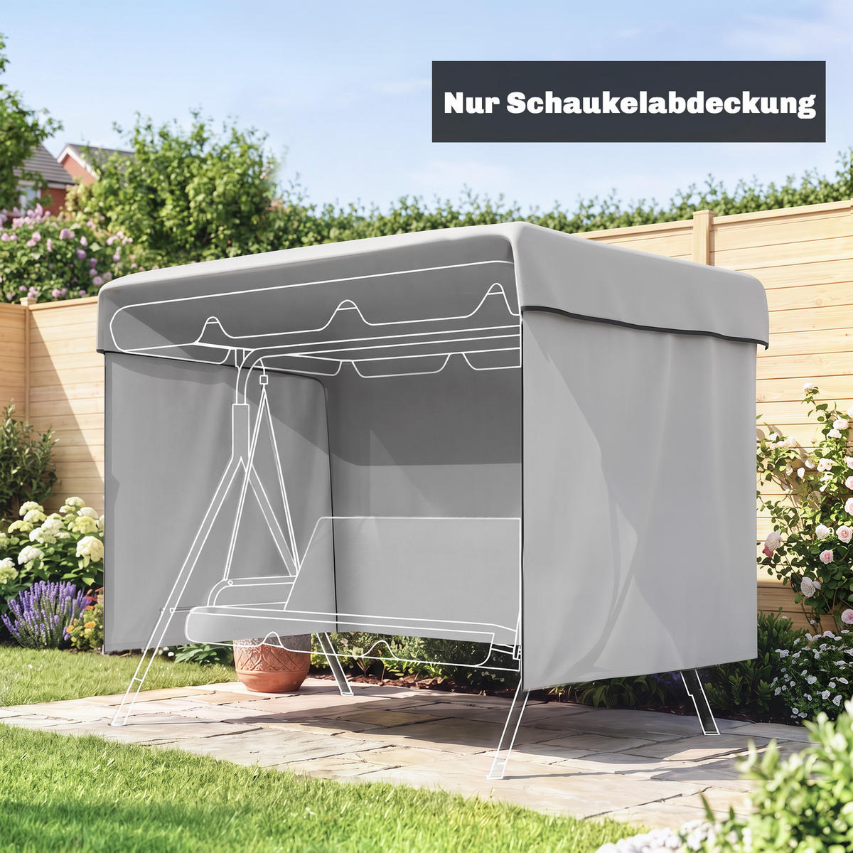 KRYT houpačky, PE, šedý - šedá, plast (155/150/215cm) - Outsunny