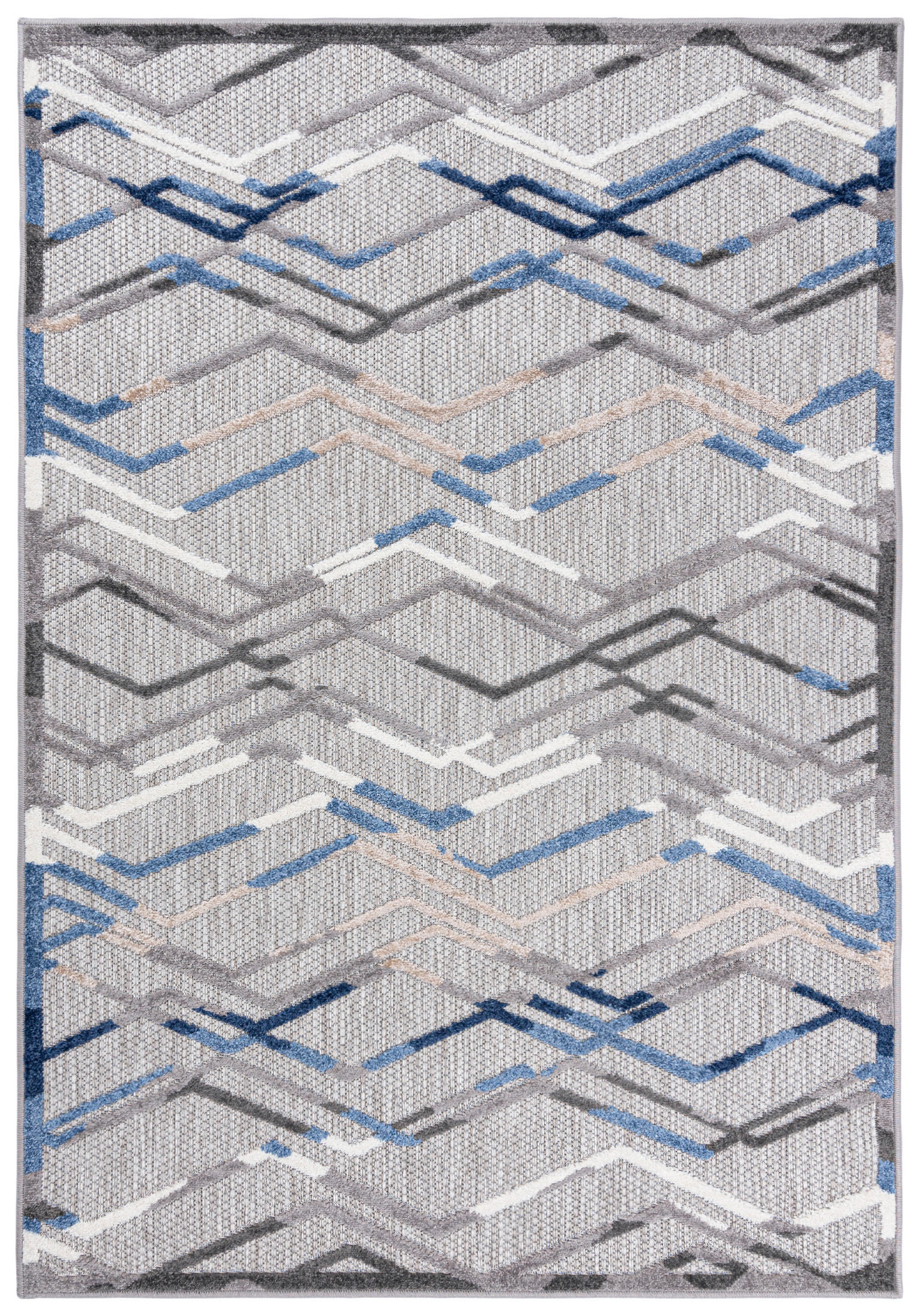 TEPPICH In-Outdoor Blau Abstract, Streifen - Kurzflor Rechteckig Grau - 120 x 170 cm - Blau, Textil (120/170cm) - Mazovia
