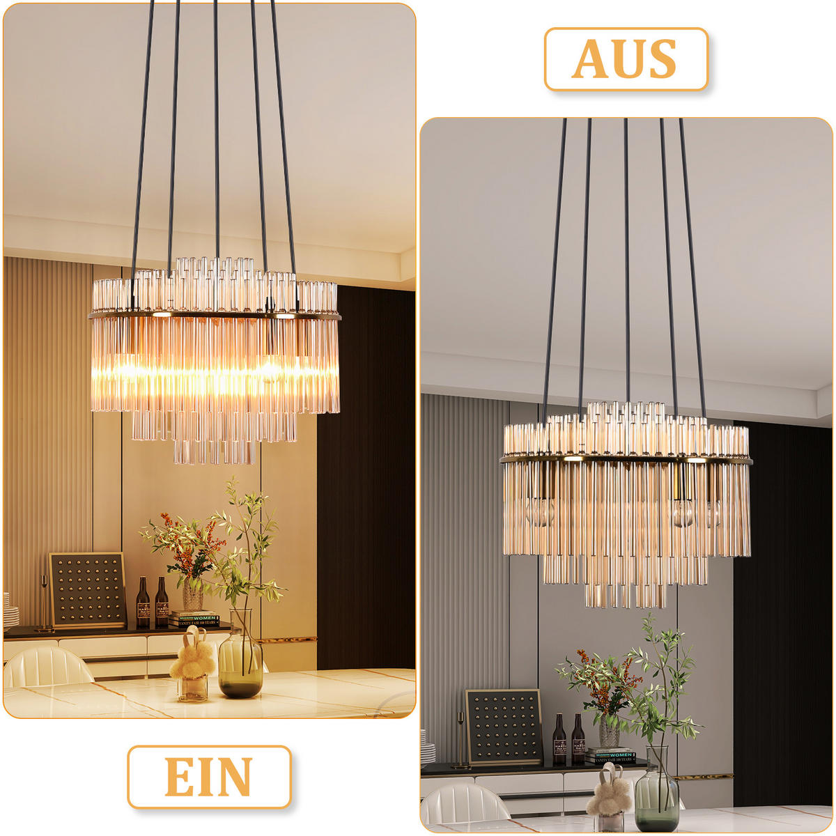 PENDELLEUCHTE Thomas 15/40/150 cm - Goldfarben, Glas (15/40/150cm) - ZMH