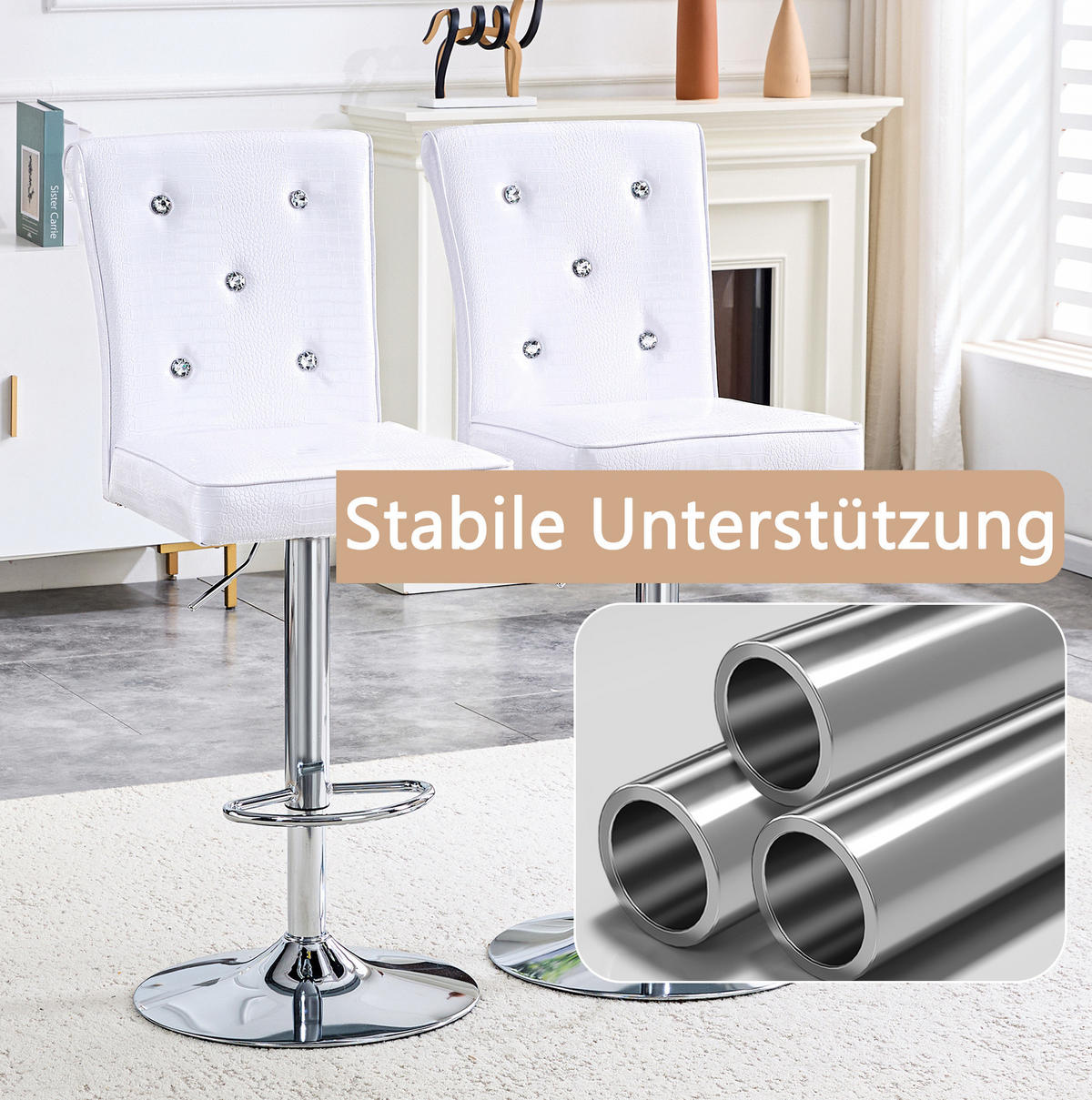 ESSZIMMERSTUHL Weiß aus PVC mit Kristallverzierungen - Weiß, Kunststoff (42/125/55cm) - MIVRAY