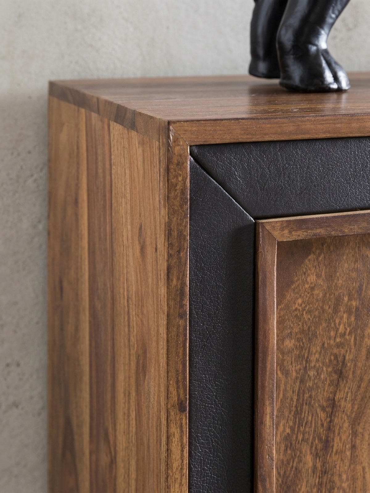 SIDEBOARD – Massivholz, Kunstleder, 160x44x80 cm, rustikal - Braun, Holz (160/80/44cm) - KADIMA DESIGN