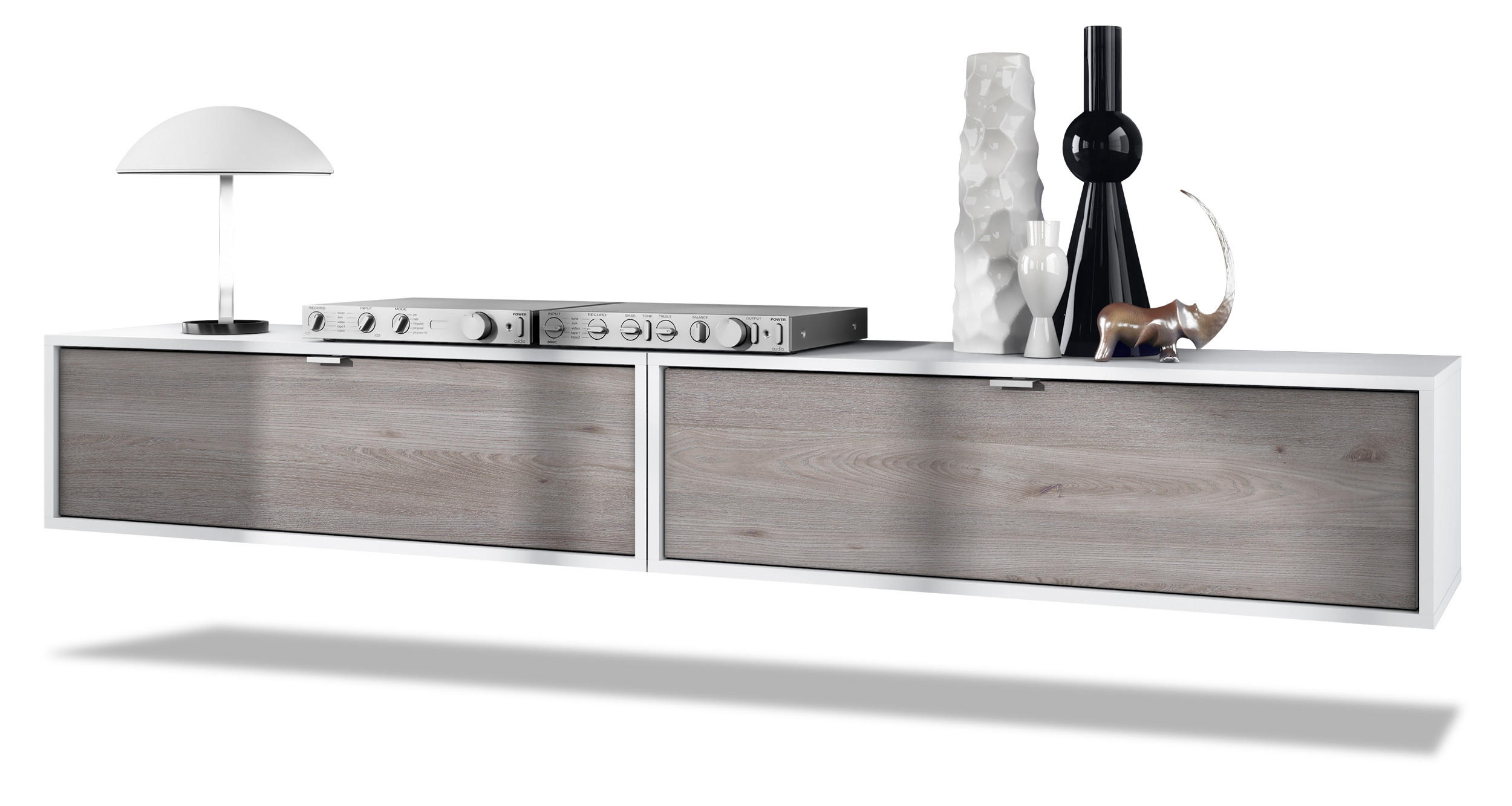 Vladon Lowboard Silbereichen 100x29x37 cm