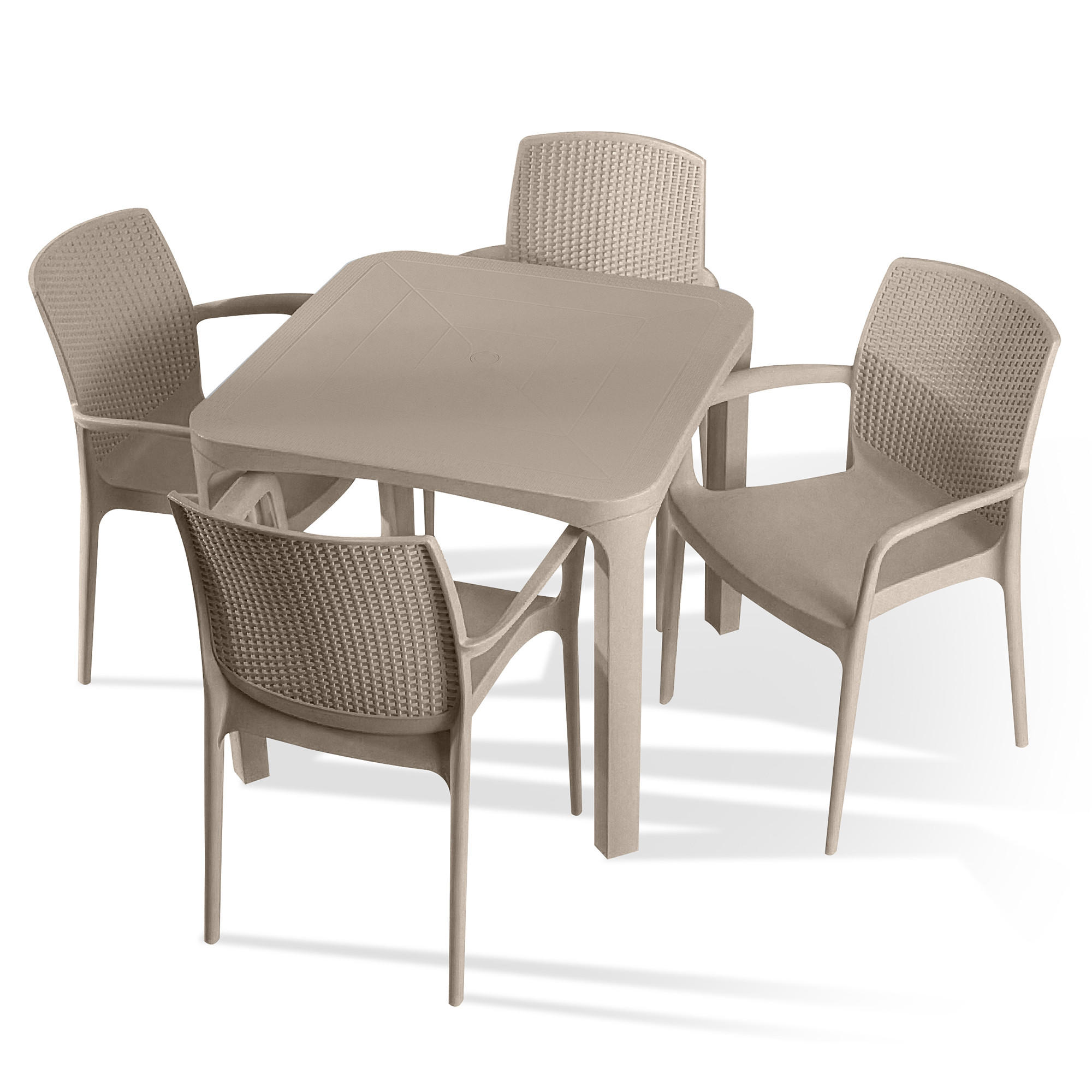 GARTENMÖBEL-SET LEOPSI, RANTU 5-tlg, Beige - Beige, Kunststoff - KONSIMO®