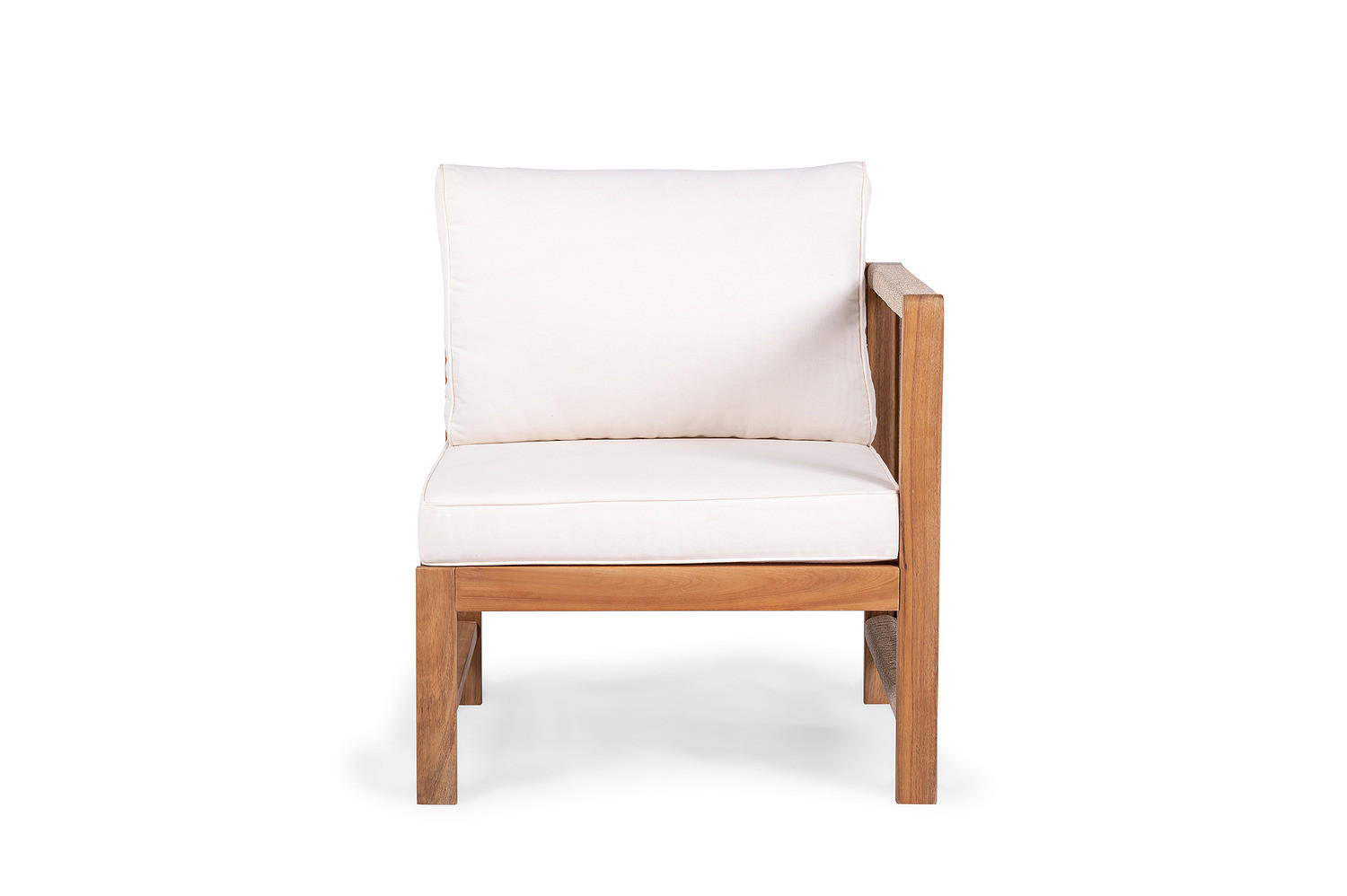 LOUNGESESSEL MIT 1 ARMLEHNE - Akazie massiv / Polyester - Braun / Beige - Beige/Braun, Holz/Textil (65/76/66cm) - home24