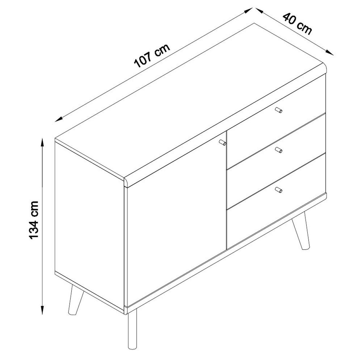 SIDEBOARD Merle Eiche Riviera / weiß 107 / 40 / 83cm - Eichefarben/Weiß, Holz/Holzwerkstoff (107/83/40cm) - Feldmann-Wohnen