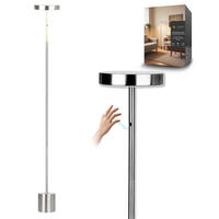 LED-STEHLEUCHTE Metall dimmbar Gestensteuerung warmweiß 3000K 700 Lumen modernes Design Wohnzimmer Schlafzimmer Höhe 140cm - Chromfarben, Metall (16/16/140cm) - Northpoint