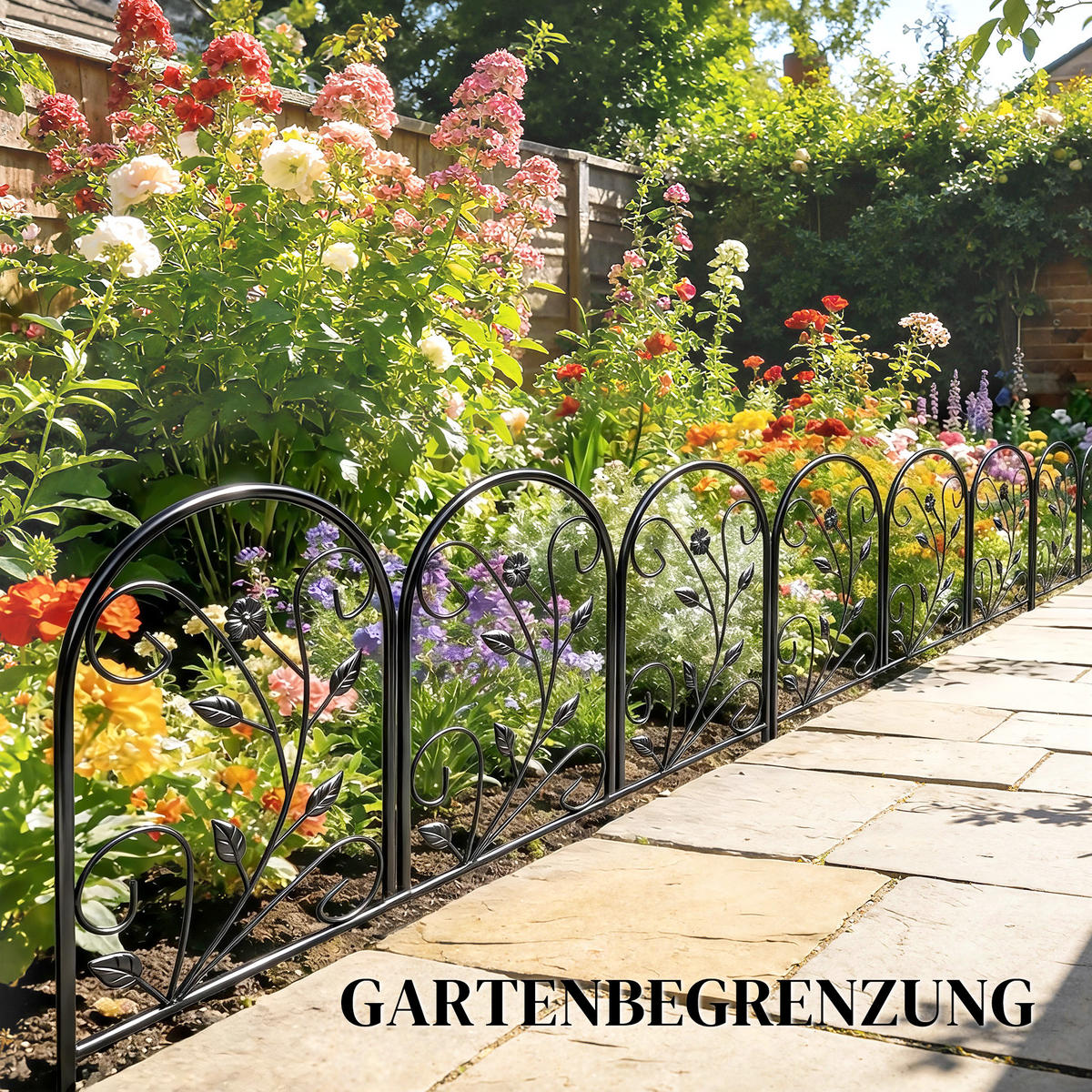 TEICHZAUN 5er Set Metall Schwarz - Schwarz, Metall (1/60cm) - Outsunny