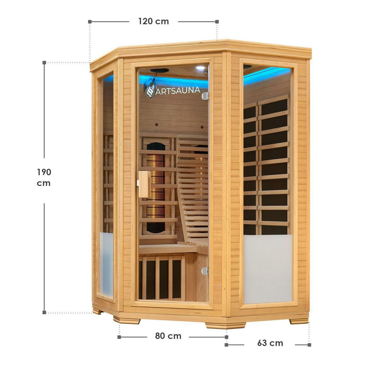 INFRAROTKABINE Aalborg mit Dual Technologie & Hemlockholz - Naturfarben, Holz (120/190/120cm) - Artsauna