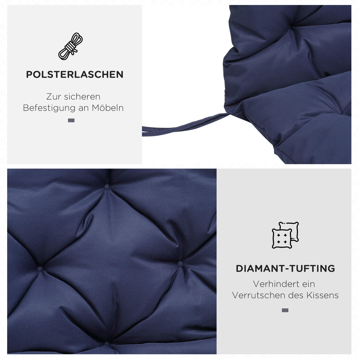 BANKAUFLAGE 3-Sitzer 150 x 98 x 8 cm - Blau, Kunststoff (150/8/98cm) - Outsunny