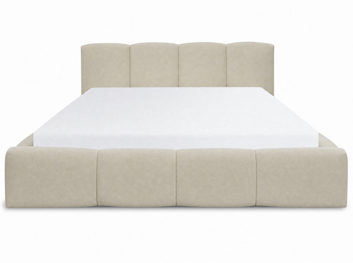 POLSTERBETT Amore Beige 180/200 cm Samt mit Bettkasten - Beige, Textil/Metall (180/200cm) - wonello
