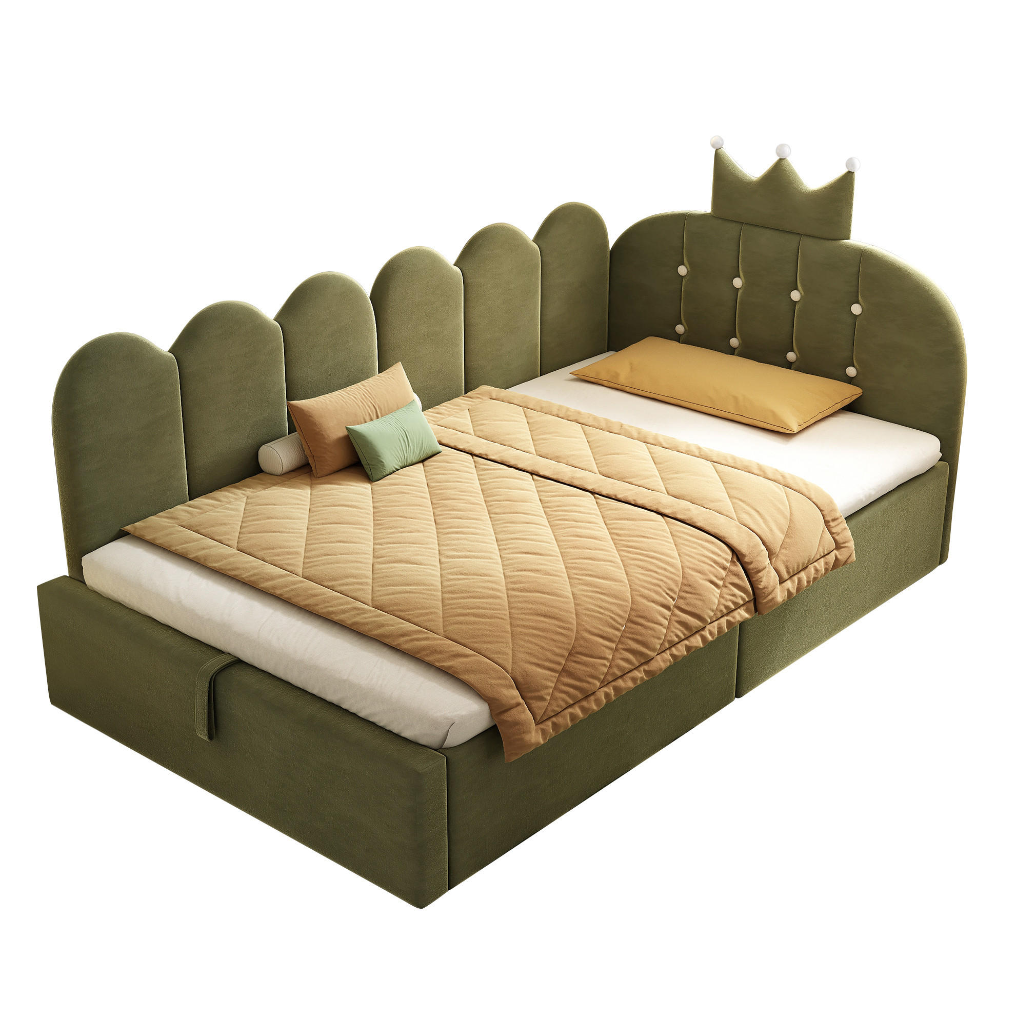 POLSTERBETT 90/190 cm Grün aus Samt mit Stauraum - Grün, Textil (90/190cm) - OKMYHOME