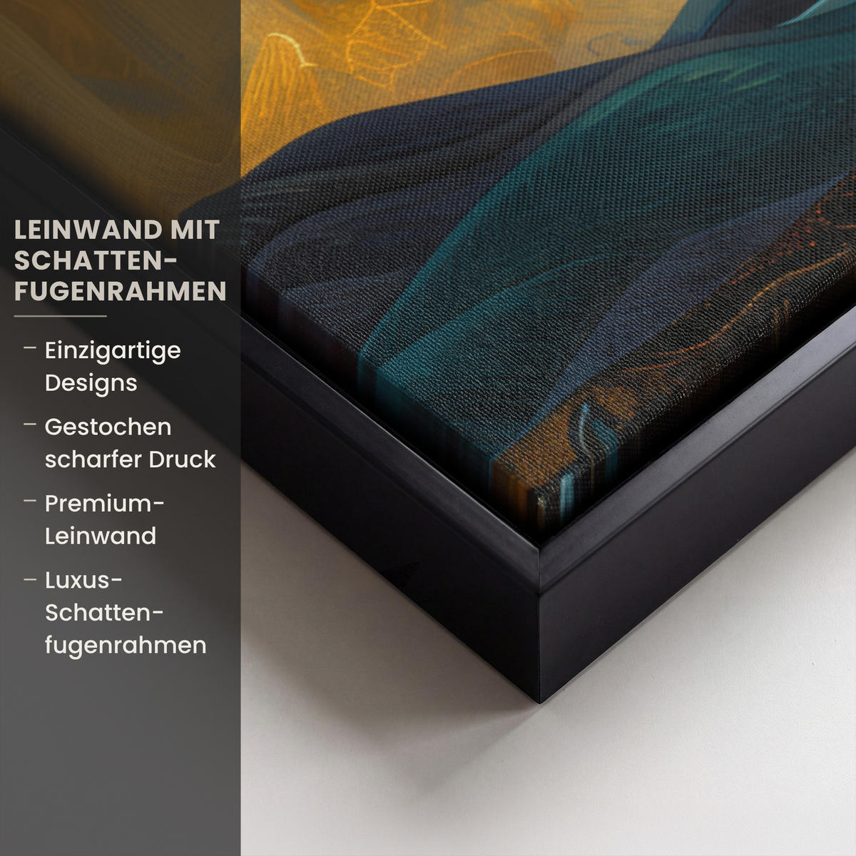 LEINWAND Bilder mit Rahmen - Baum - Mond - Blumen - Gold - Kunst - 60x40 - Orange, Textil (60/40cm) - MuchoWow