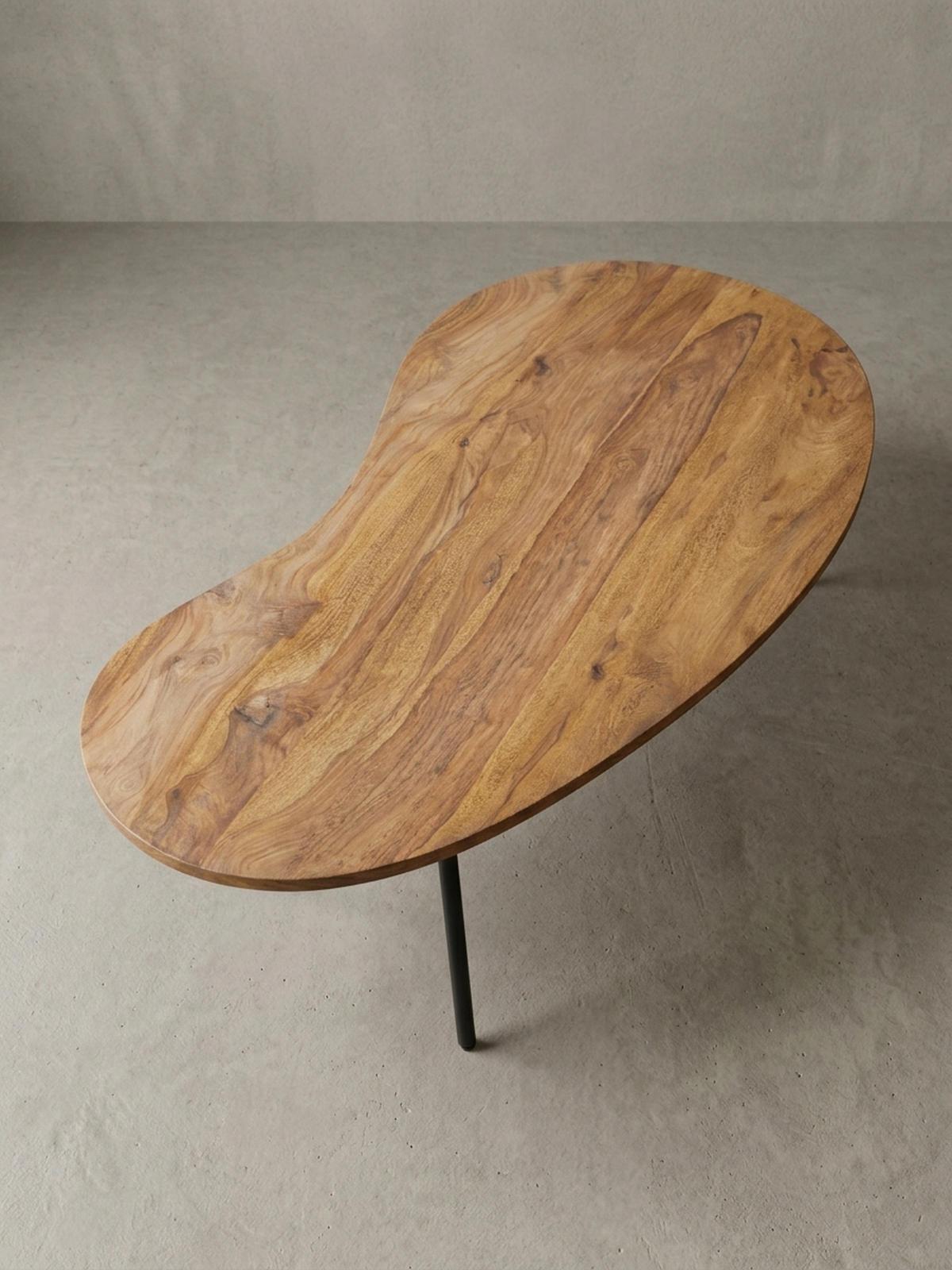 COUCHTISCH Retro-Stil mit Nierenform, Massivholz, Metallbeine, pflegeleichte Tischplatte, Braun 122x63x36 cm - Schwarz/Braun, Holz/Metall (63/122/36cm) - KADIMA DESIGN