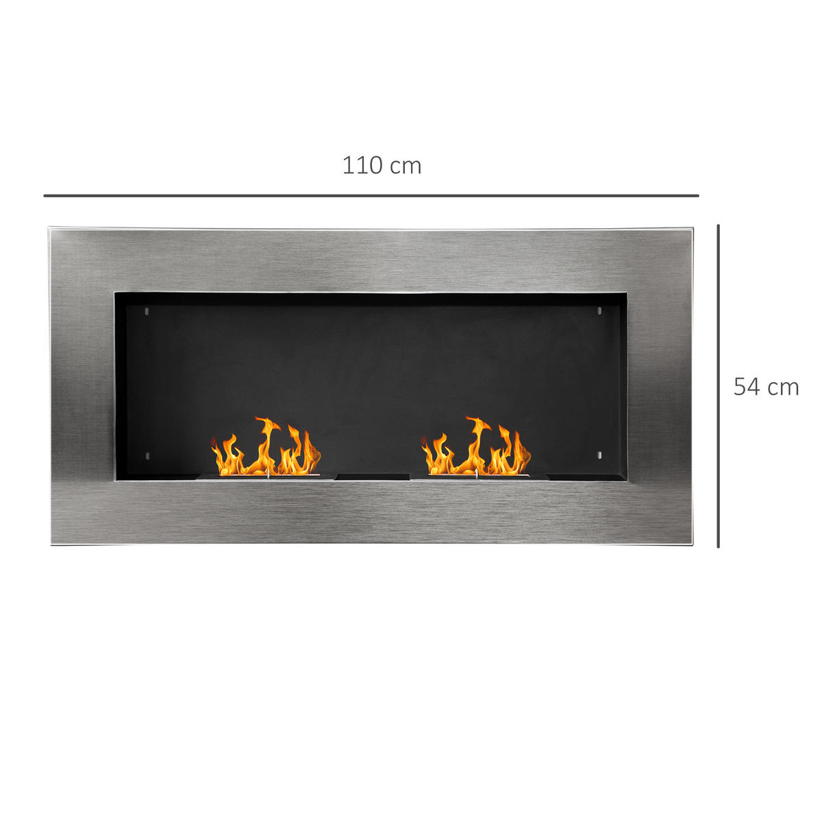 ETHANOLKAMIN, Silber, 110 x 54 x 14 cm - Silberfarben, Metall (54/14/110cm) - HOMCOM