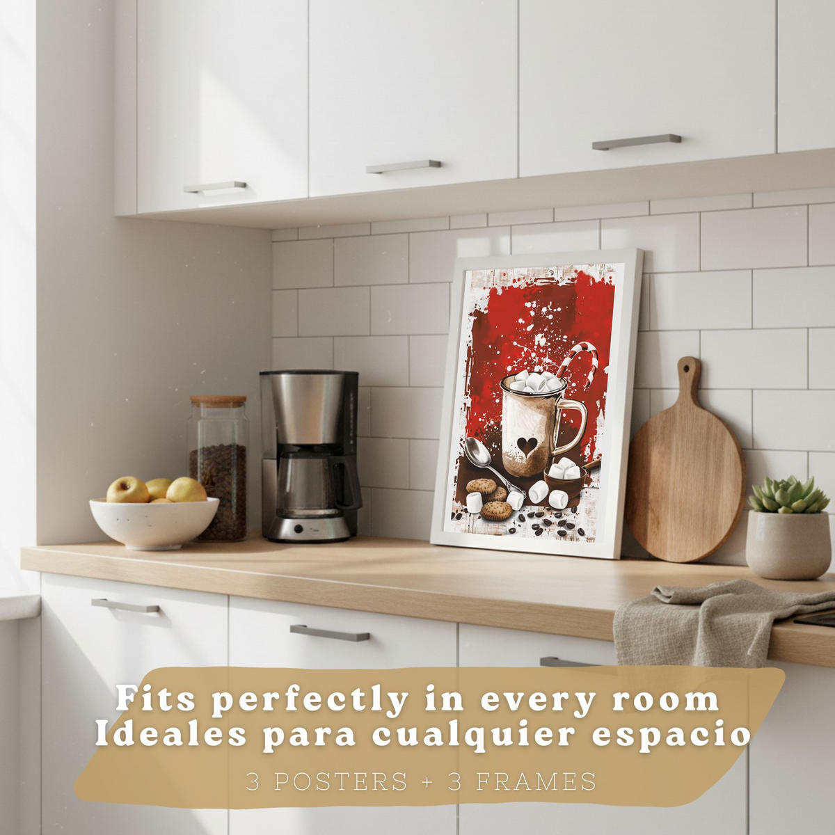 PLAKAT Sada 3 Čokoláda A4 Bílý rám - bílá, papír (29.7/1/21cm) - Nacnic