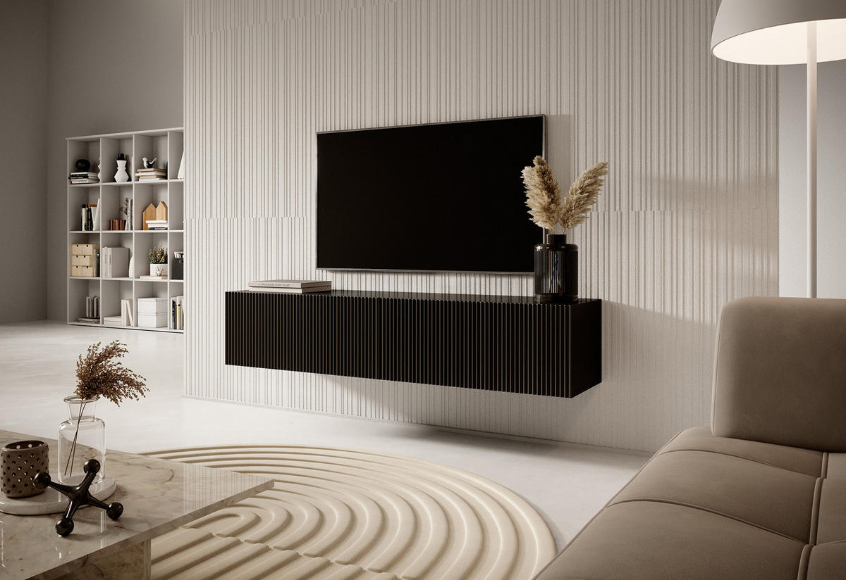 TV-HÄNGEBOARD Veldio Schwarz 140 cm - Schwarz, Holzwerkstoff (140/28.5/31.6cm) - Selsey