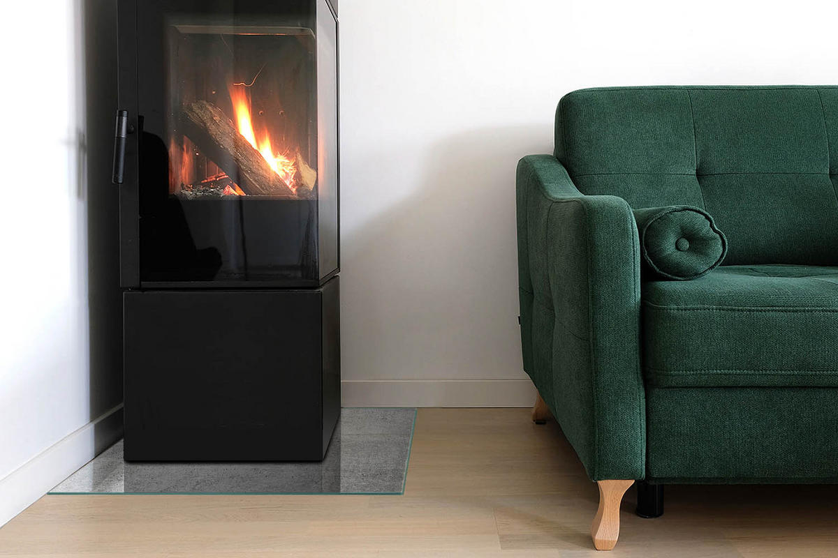 GLASPLATTE für Kamin 50 × 50 cm Grau - Grau, Glas (50/50/0.4cm) - ArtPrintCave