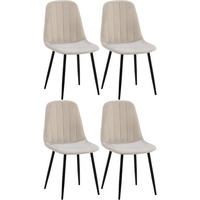 STUHL 4er Set Samt Grau - Schwarz/Grau, Textil/Metall (45/88/54cm) - CLP