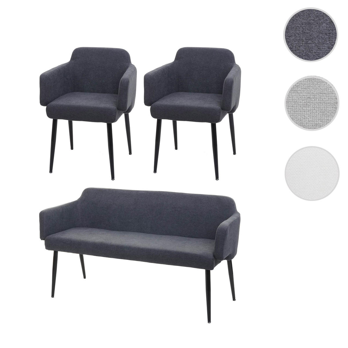 ESSZIMMER-SET Anthrazit 3er-Set - Anthrazit, Textil (133/77/56cm) - MCW