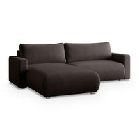 ECKSOFA TURIN P Braun Kordstoff mit Schlaffunktion - Braun, Holz (265/183cm) - MASSENO