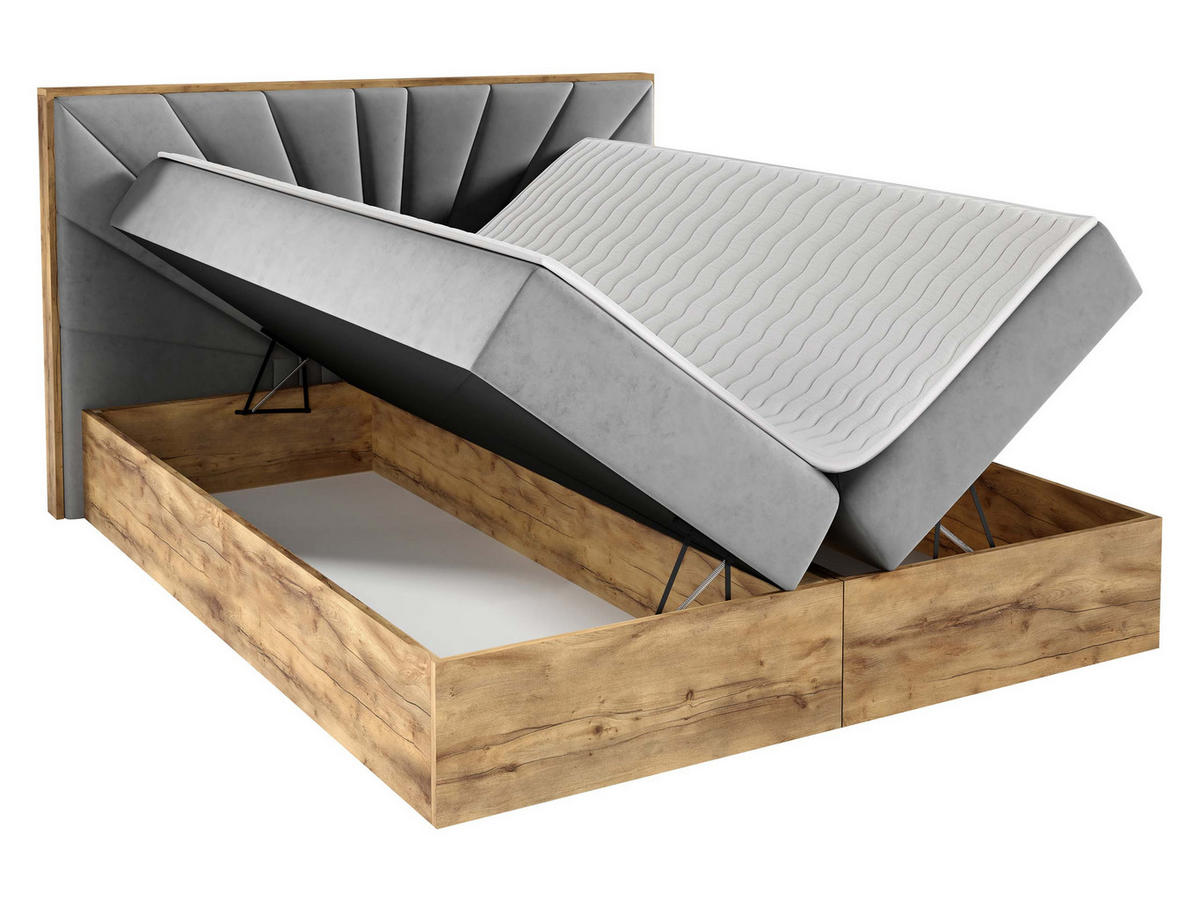 BOXBETT Wood 7 - Grün, Holz/Textil (180/200cm) - MIRJAN24