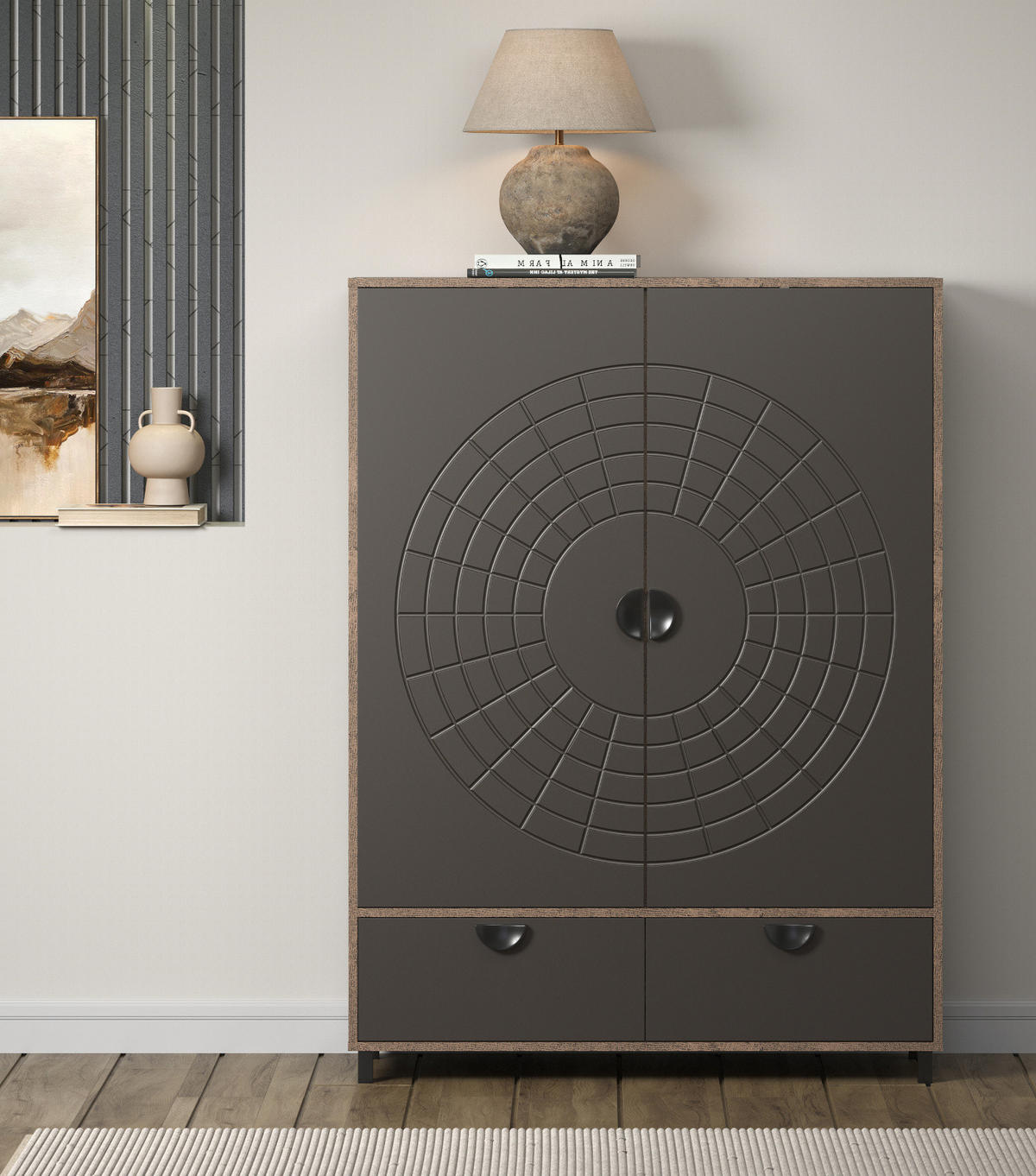 HIGHBOARD Bronze und Rostoptik 120 x 163 cm, Kommode mit Soft-Close - Rostfarben/Schwarz, Holzwerkstoff/Metall (120/163/42cm) - Top.Furn