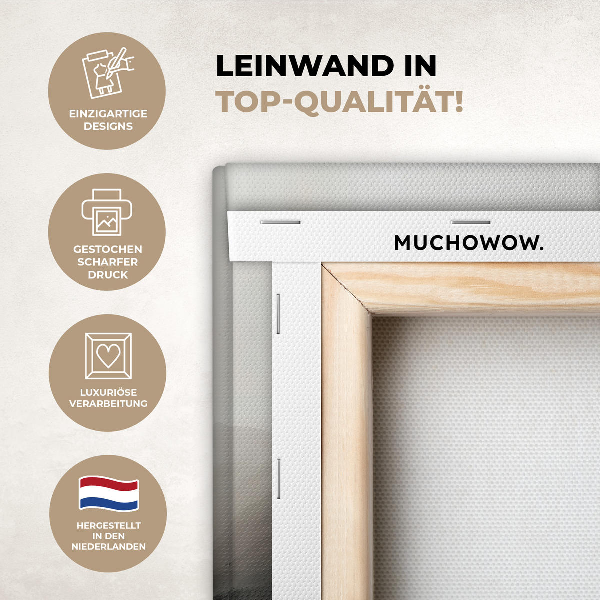 LEINWANDBILD Hügel - Abstrakt - Kreuz - Christentum Deko Schlafzimmer 30x20 cm - Beige, Textil (30/20cm) - MuchoWow